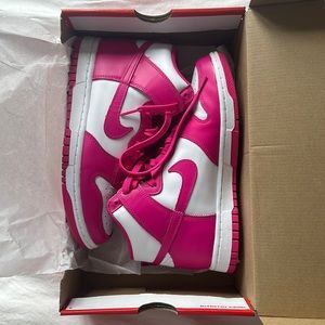 Women’s Nike Dunk High in White and Pink